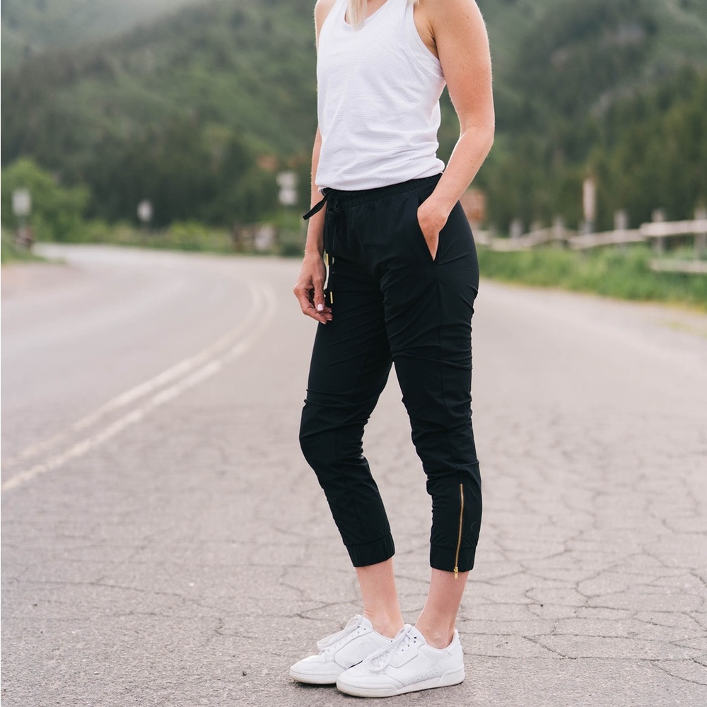 Zyia Black Everywhere Zipper Joggers